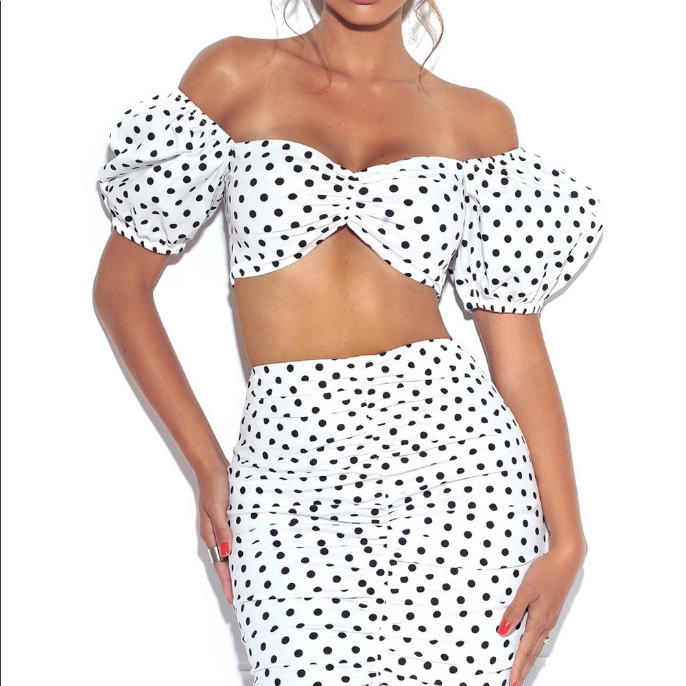 Miss Circle Polka dot two piece skirt & crop set